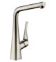 Hansgrohe Metris M71 rozsdamentes acél hatású konyhai csaptelep 320, kihúzható kifolyóval 73812800