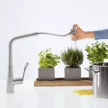   Hansgrohe Metris Select M71 rozsdamentes acél konyhai csaptelep, kihúzható kifolyóval 73816800