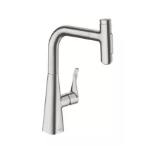   Hansgrohe Metris Select M71 rozsdamentes acél hatású konyhai csaptelep, kihúzható kifolyóval 73817800