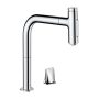 Hansgrohe Metris Select M71 2-lyukú króm konyhai csaptelep, kihúzható kifolyóval 73818000