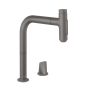 Hansgrohe Metris Select M71 2-lyukú szálcsiszolt fekete/króm konyhai csaptelep, kihúzható kifolyóval 73818340