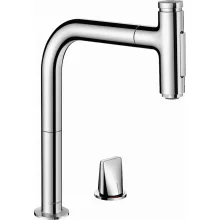   Hansgrohe Metris Select M71 2 lyukú króm konyhai mosogató csaptelep 200, kihúzható zuhanyfejjel 73819000