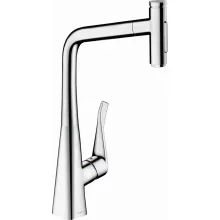   Hansgrohe Metris Select M71 króm konyhai csaptelep 320, kihúzható zuhanyfejjel 73820000