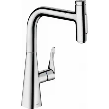   Hansgrohe Metris Select M71 króm konyhai csaptelep 240, kihúzható zuhanyfejjel 73822000