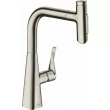   Hansgrohe Metris Select M71 rozsdamentes acél hatású konyhai csaptelep 240, kihúzható zuhanyfejjel 73822800