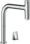 Hansgrohe Metris M71 2-lyukú konyhai csaptelep 200 EcoSmart, s-boxszal és kihúzható kifolyóval króm 73825000