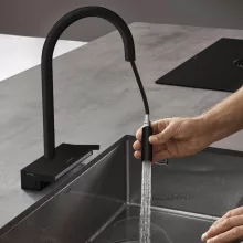   Hansgrohe Aquno Select M81 matt fekete konyhai csaptelep 170, sBox-al, kihúzható kifolyóval 73831670