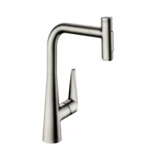   Hansgrohe Talis Select M51 rozsdamentes acél hatású konyhai csaptelep kihúzható kifolyóval 73867800