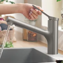   Hansgrohe Zesis M33 Konyhai csaptelep 2jet, kihúzható kifolyóval, rozsdamentes acél hatású 74800800