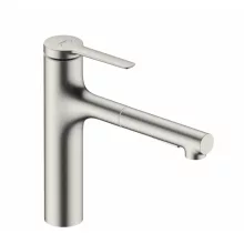   Hansgrohe Zesis M33 álló konyhai csaptelep, kihúzható kifolyóval 2 jet és sBox light, rozsdamentes acél hatású 74804800