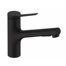   Hansgrohe Zesis M33 konyhai csaptelep 2jet, kihúzható zuhanyfejjel, matt fekete 74820670