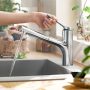 Hansgrohe Zesis M33 egykaros konyhai csaptelep kihúzható zuhanyfejjel, króm 74821000