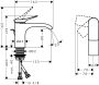 Hansgrohe Vivenis egykaros hidegindítású mosdó csaptelep 80 automata lefolyógarnitúrával, szálcsiszolt fekete/króm 75014340