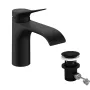 Hansgrohe Vivenis egykaros hidegindítású mosdó csaptelep 80 automata lefolyógarnitúrával, matt fekete 75014670