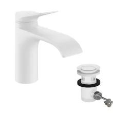   Hansgrohe Vivenis egykaros hidegindítású mosdó csaptelep 80 automata lefolyógarnitúrával, matt fehér 75014700
