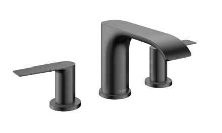 Hansgrohe Vivenis 3 lyukú mosdócsaptelep 90, automata lefolyógarnitúrával, szálcsiszolt fekete/króm 75033340