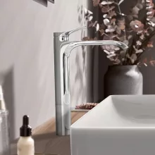   Hansgrohe Vivenis egykaros magasított mosdó csaptelep 250 automata lefolyógarnitúrával CoolStart, króm 75044000
