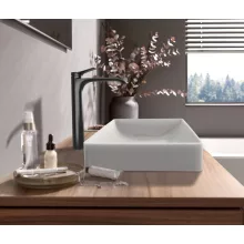   Hansgrohe Vivenis magasított mosdó csaptelep 250 automata lefolyógarnitúrával CoolStart, szálcsiszolt fekete/króm 75044340