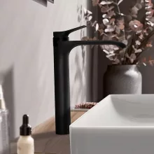   Hansgrohe Vivenis egykaros magasított mosdó csaptelep 250 automata lefolyógarnitúrával CoolStart, matt fekete 75044670