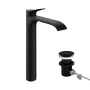 Hansgrohe Vivenis egykaros magasított mosdó csaptelep 250 automata lefolyógarnitúrával CoolStart, matt fekete 75044670