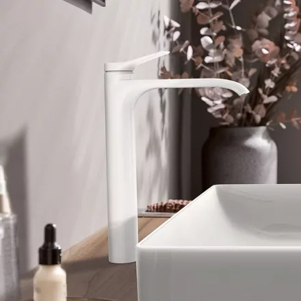 Hansgrohe Vivenis egykaros magasított mosdó csaptelep 250 CoolStart, matt fehér 75045700
