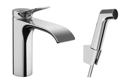 Hansgrohe Vivenis Egykaros mosdócsaptelep bidé kézizuhannyal és zuhanycsővel, króm 75210000