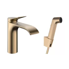   Hansgrohe Vivenis Egykaros mosdócsaptelep bidé kézizuhannyal és zuhanycsővel, szálcsiszolt bronz 75210140
