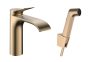 Hansgrohe Vivenis Egykaros mosdócsaptelep bidé kézizuhannyal és zuhanycsővel, szálcsiszolt bronz 75210140