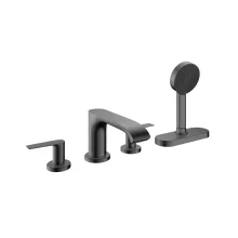   Hansgrohe Vivenis 4 lyukú, peremre szerelhető kádcsaptelep sBox-szal, szálcsiszolt fekete/króm 75444340