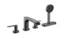 Hansgrohe Vivenis 4 lyukú, peremre szerelhető kádcsaptelep sBox-szal, szálcsiszolt fekete/króm 75444340