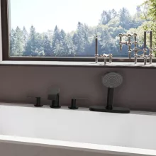   Hansgrohe Vivenis 4 lyukú, peremre szerelhető kádcsaptelep sBox-szal, matt fekete 75444670