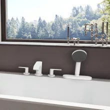   Hansgrohe Vivenis 4 lyukú, peremre szerelhető kádcsaptelep sBox-szal, matt fehér 75444700
