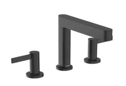 Hansgrohe Finoris 3 lyukú mosdócsaptelep 110, push-open lefolyógarnitúrával, szálcsiszolt fekete króm 76033340