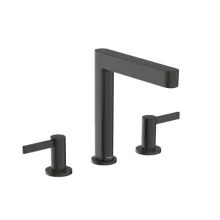   Hansgrohe Finoris 3 lyukú mosdócsaptelep 160, push-open lefolyógarnitúrával, szálcsiszolt fekete/króm 76034340
