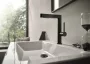 Hansgrohe Finoris mosdócsaptelep 230 kihúzható kifolyóval, lefolyógarnitúrával szálcsiszolt fekete króm 76063340