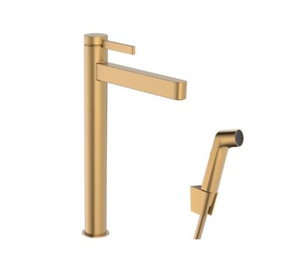 Hansgrohe Finoris mosdó csaptelep 260 lefolyógarnitúrával, bidé kézizuhannyal, szálcsiszolt bronz 76220140