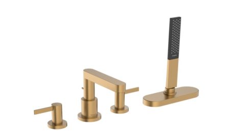 Hansgrohe Finoris peremre szerelhető kádcsaptelep 4 szerelési lyukkal, sBox-szal, szálcsiszolt bronz 76444140