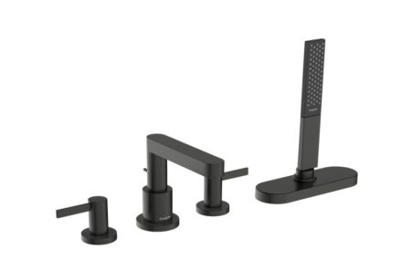 Hansgrohe Finoris peremre szerelhető kádcsaptelep sBox-szal, szálcsiszolt fekete króm 76444340