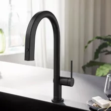   Hansgrohe Aqittura M91 vízszűrős konyhai csaptelep kihúzható zuhanyfejjel 1 jet, matt fekete 76800670
