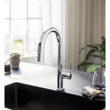   Hansgrohe Aqittura M91 Vízszűrős konyhai csaptelep 210, kihúzható zuhanyfejjel és indítókészlettel, króm 76801000