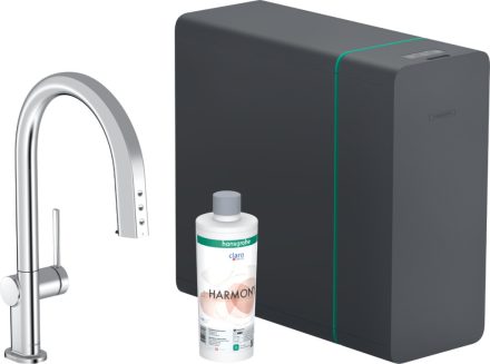 Hansgrohe Aqittura M91 Vízszűrős konyhai csaptelep kihúzható zuhanyfejjel és szódakészítő rendszer, króm 76838000