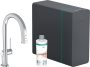 Hansgrohe Aqittura M91 Vízszűrős konyhai csaptelep kihúzható zuhanyfejjel és szódakészítő rendszer, króm 76838000