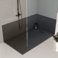 Invena Alvero négyszögletes kompozit zuhanytálca 90x120 cm matt fekete