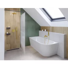 Invena Glamour falhoz illeszthető akril kád 170x80 cm balos fehér leeresztővel és struktúrált felülettel