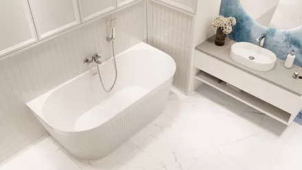 Invena Glamour falhoz illeszthető akril kád 170x80 cm fehér leeresztővel és struktúrált felülettel