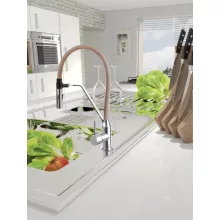   Invena MAGNETIC 2F konyhai csaptelep, álló, flexibilis kifolyócsővel, 2 funkciós, bézs-króm BZ-30-L03-C