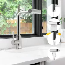 Invena Nelia konyhai csaptelep kihúzható 4 funkciós zuhanyfejjel, króm kivitelben