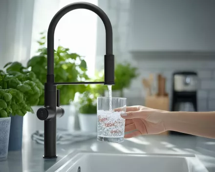 Invena Perisa egykaros álló konyhai csaptelep vízszűrővel, matt fekete BZ-51-F04-V