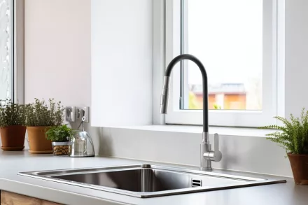 Invena Dalis konyhai csaptelep 2 funkciós flexibilis kifolyócsővel, fekete-inox kivitelben