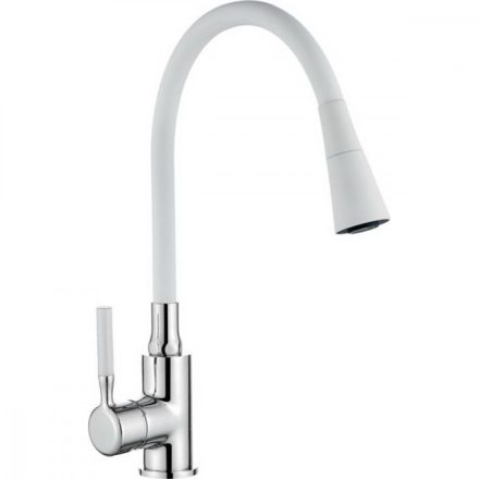 Invena Hula konyhai csaptelep flexibilis kifolyócsővel, fehér / króm BZ-85-L02-L